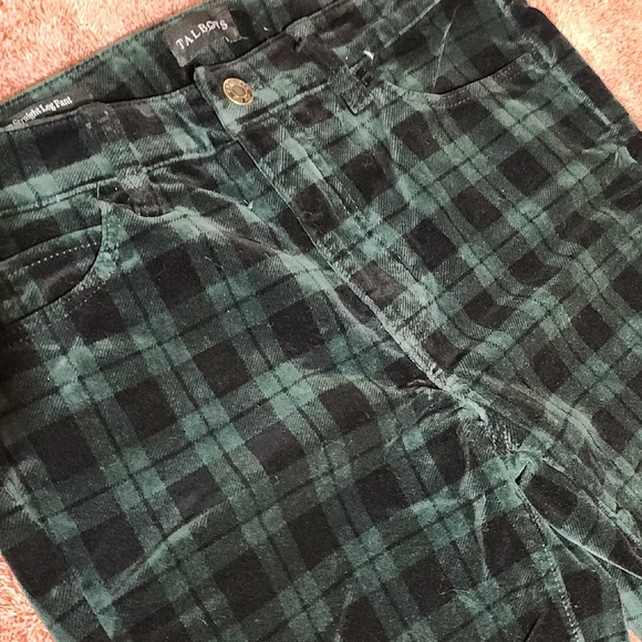 Talbots Dark Green Plaid Corduroy Pants - Picture 4 of 9